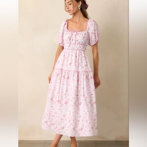 Floral Pink Puff Sleeve Dress